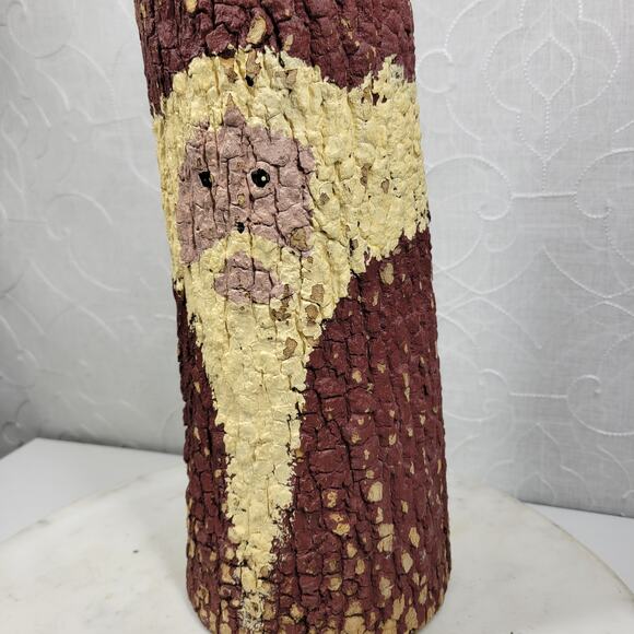 Vtg Folk Art Hand Painted Tree Bark Santa Claus 16” Rustic Christmas Cabin Decor - Picture 4 of 13